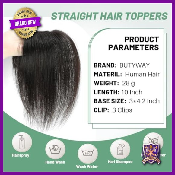 10 Inch Remy Human Hair Topper for Thinning Hair, Swiss Net, 180% Density main image 5